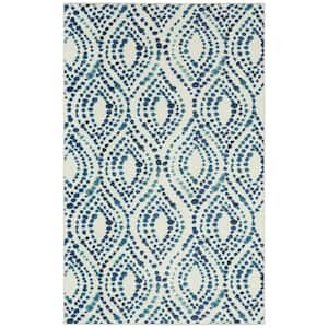 Dotted Ogee Navy 4 ft. x 5 ft. Geometric Area Rug