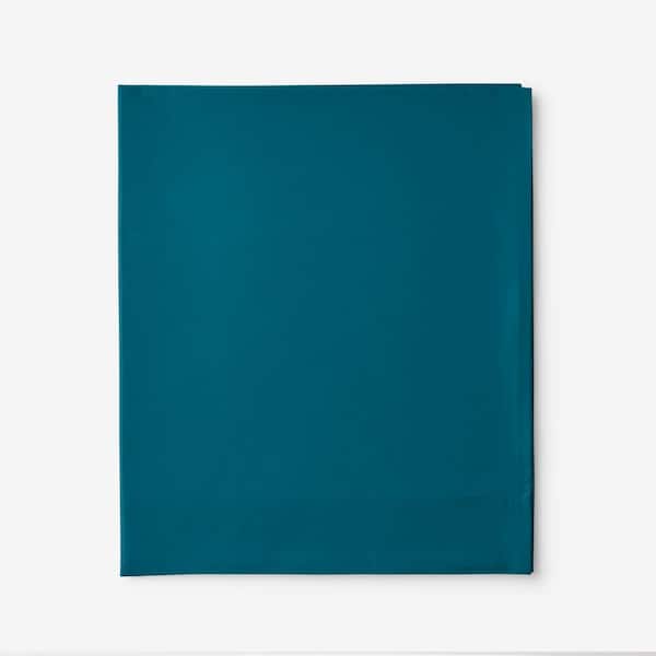 The Company Store Company Cotton Percale Teal Solid 300-Thread Count Full Flat Sheet