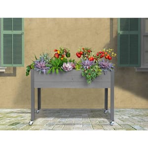21 in. x 47 in. x 32 in. H Self-Watering Gray Spruce Wood Planter