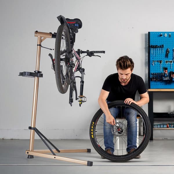 Bike Repair Stand with Large Tool Tray, Max. 110 lb. Heavy-duty Bicycle Work Stand with 40.3-59.4 in. Adjustable Height