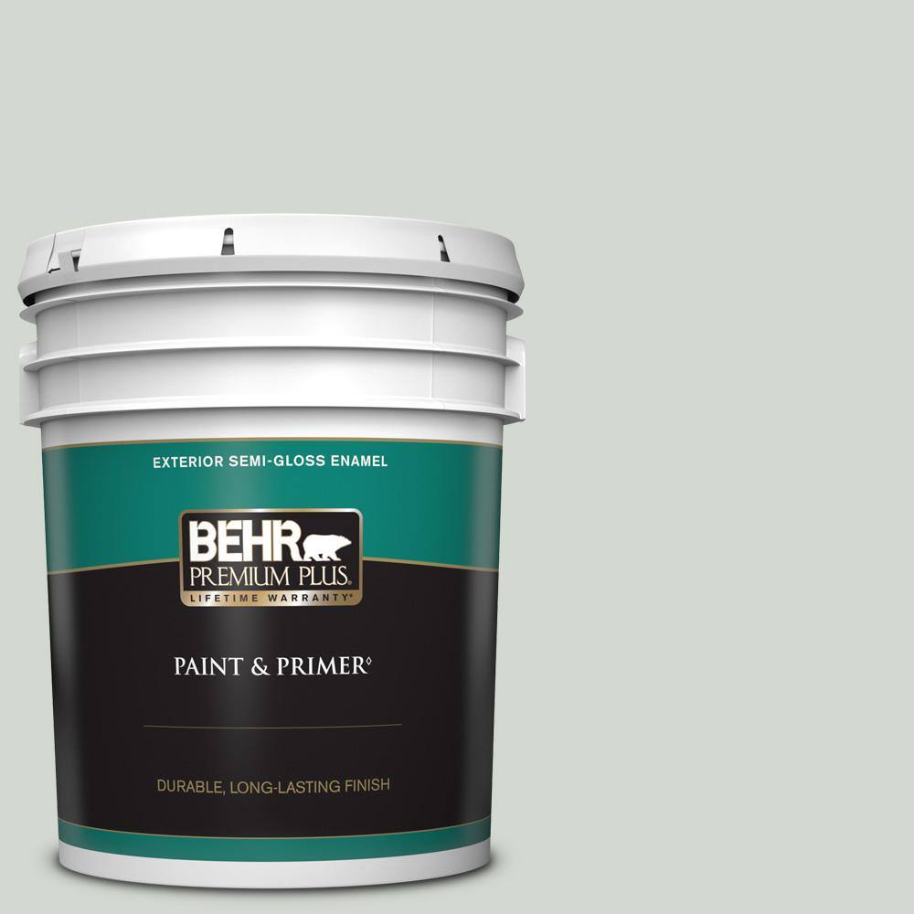 BEHR PREMIUM PLUS 5 gal. #N410-2 Brook Green Semi-Gloss Enamel Exterior ...