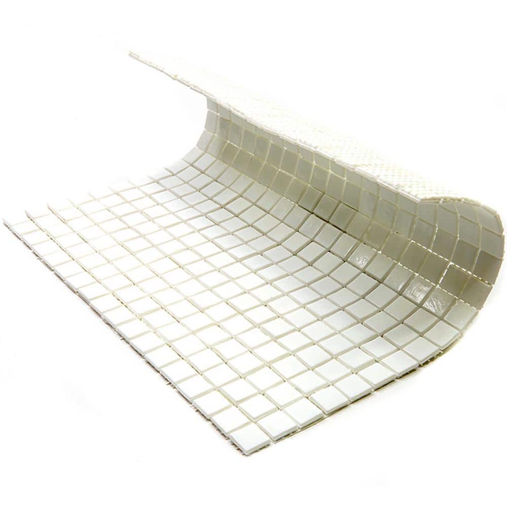 Baby Powder White Iridescent Glass Mosaic Wall and Floor Tile