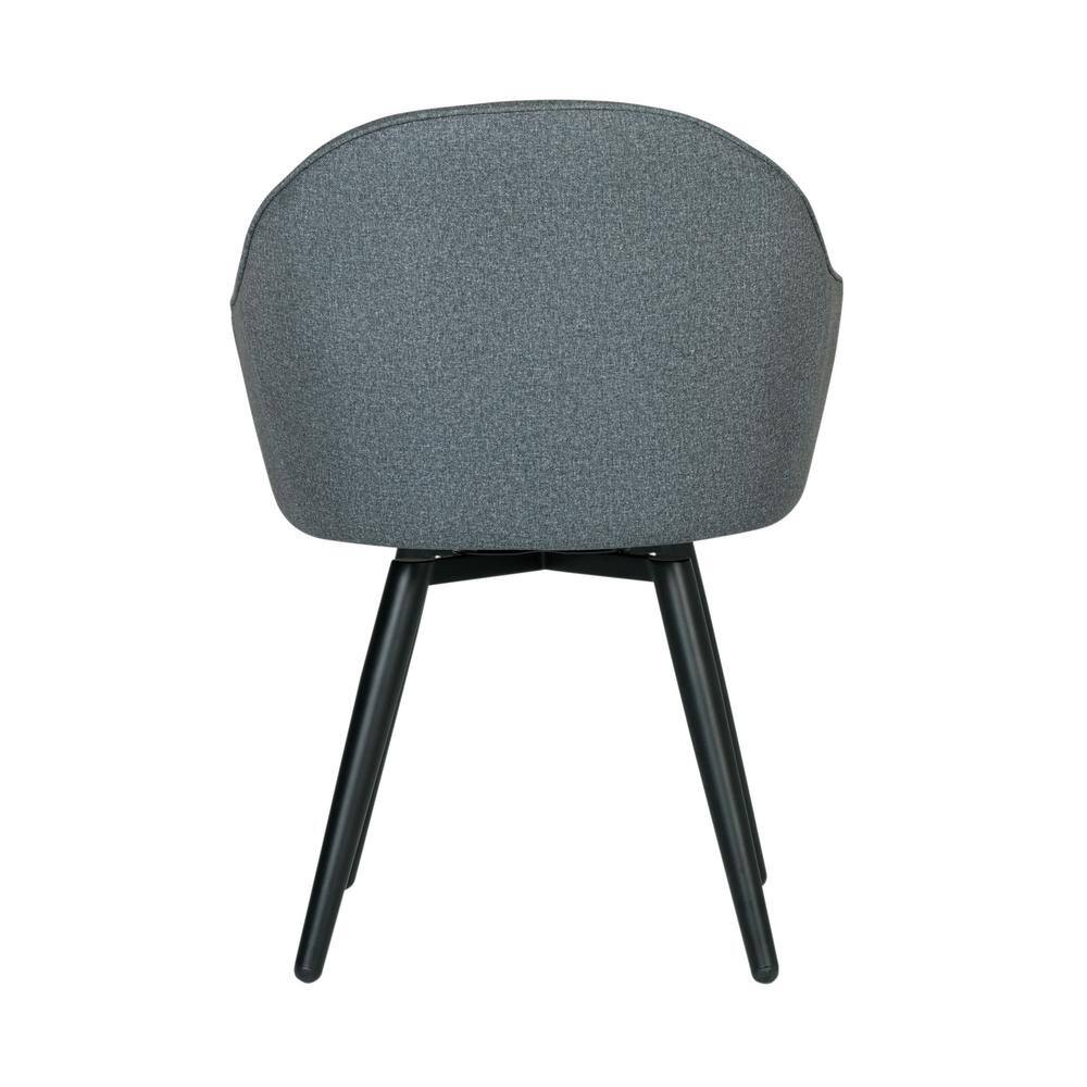 Charcoal Gray Metal Swivel Armchair with Upholstered Seat