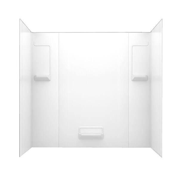 Swan 32 in. x 62 in. x 58 in. 5-Piece Easy Up Adhesive Alcove Tub Surround in White