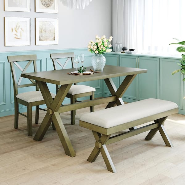 kitchen table with upholstered bench