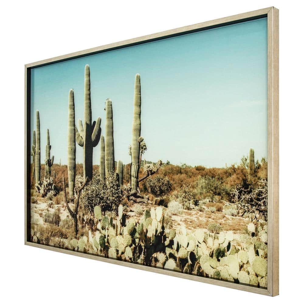 Saguaro Cacti Landscape Framed Glass Wall Art