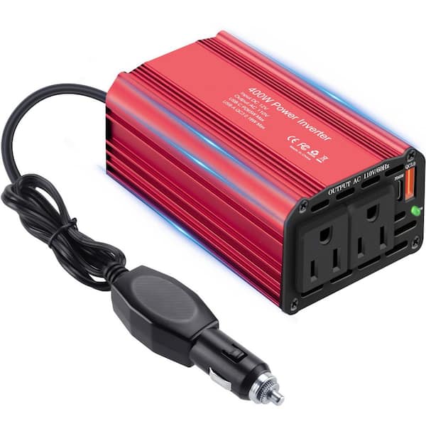 400W Power Inverter 12V DC to 110V AC, Car Charger w/ PD 65W USB-C & QC 18W Port, Portable for Laptop Vehicles Camping