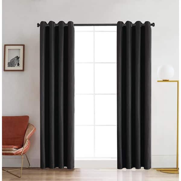 Lyndale Decor Charcoal Thermal Grommet Blackout Curtain - 52 in. W x 54 in. L