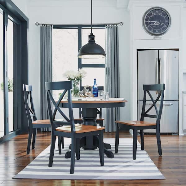 5-Piece Black and Oak Dining Set