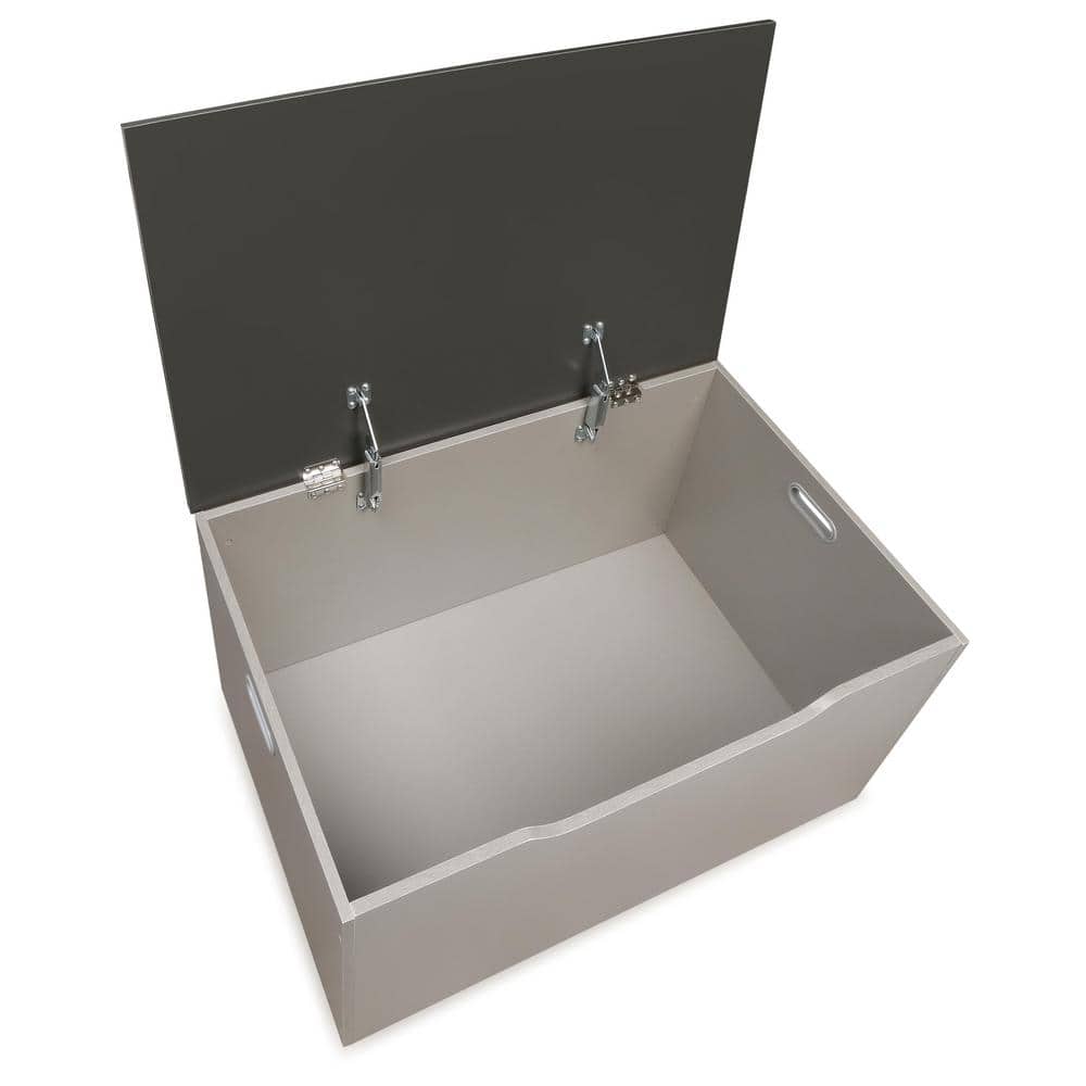 Light Gray and Dark Gray Woodgrain Toy Storage Bench