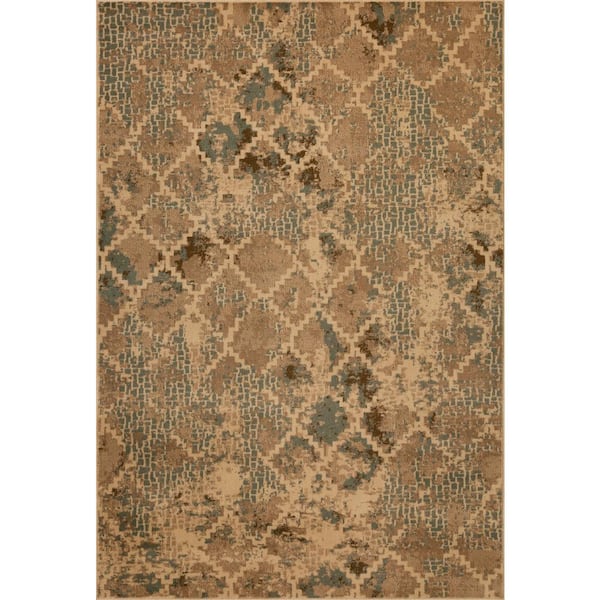 Helena Natural 8 ft. Round Ombre Boho Area Rug