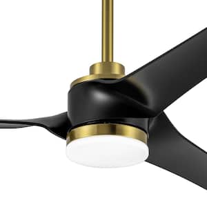 52 in. Indoor Integrated LED Matte Black and Gold 6-Speed Ceiling Fan with Acrylic Light Kit and Remote Control Included