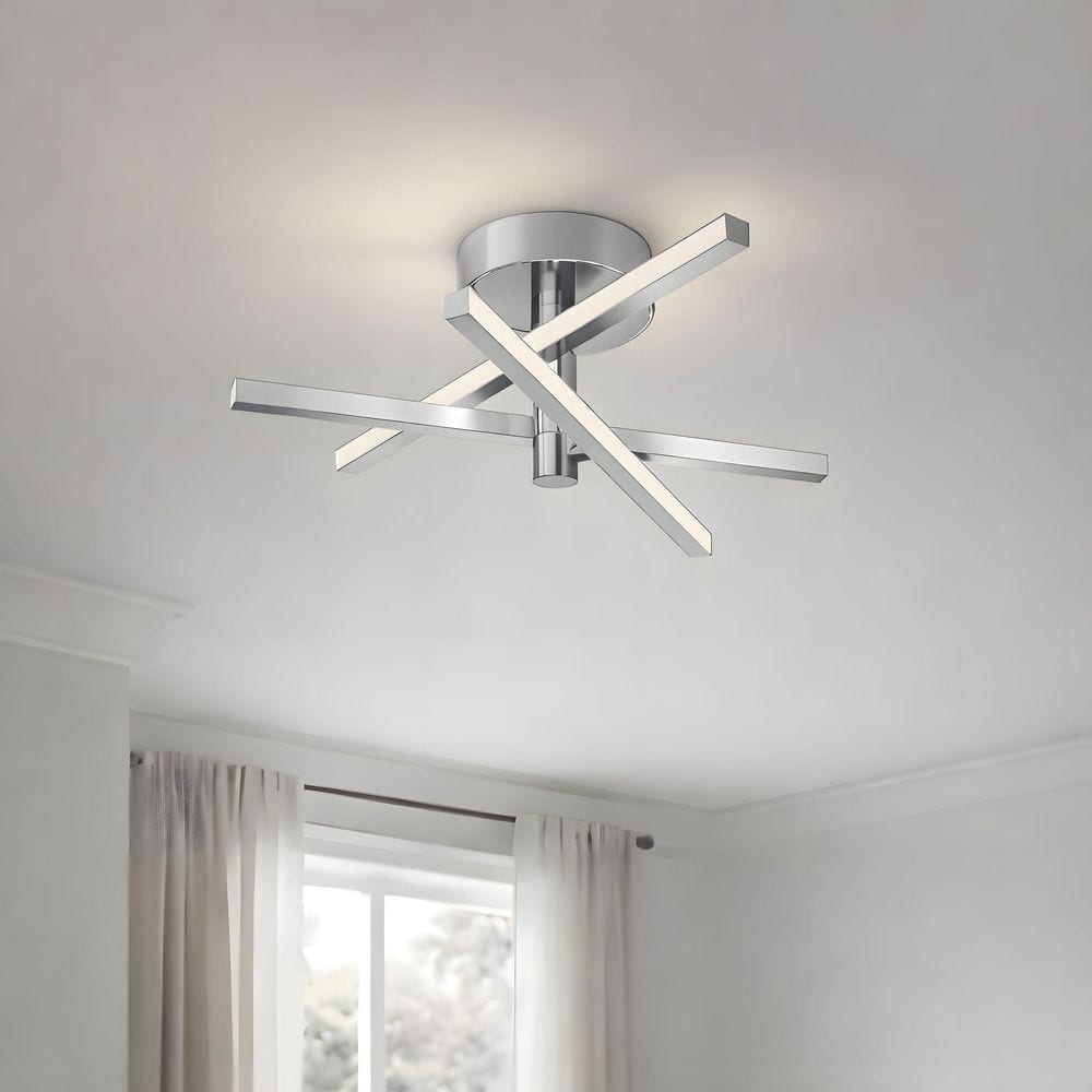 Knoll 18.5 in. Sputnik Gloss Polished Chrome Integrated LED Flush Mount Warm White with White Acrylic Shade price history on PriceWatchPro