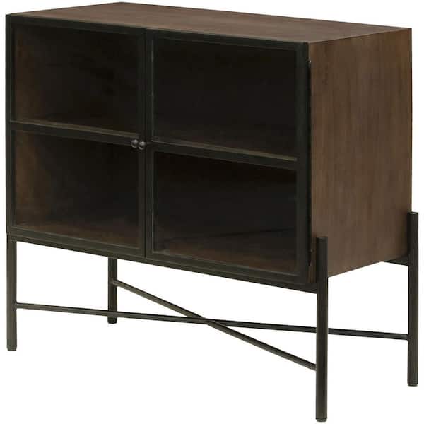 Becki Owens Mariposa Brown/Black 32 in. Accent Cabinet Office Storage Cabinet with 4 Shelves and No Additional Features
