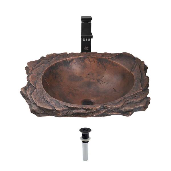 MR Direct Top-Mount Bathroom Sink in Bronze with 720 Faucet and Grid Drain in Antique Bronze