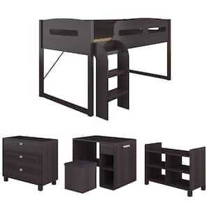 Madison 5 Piece All-in-One Single/Twin Loft Bed in Rich Espresso