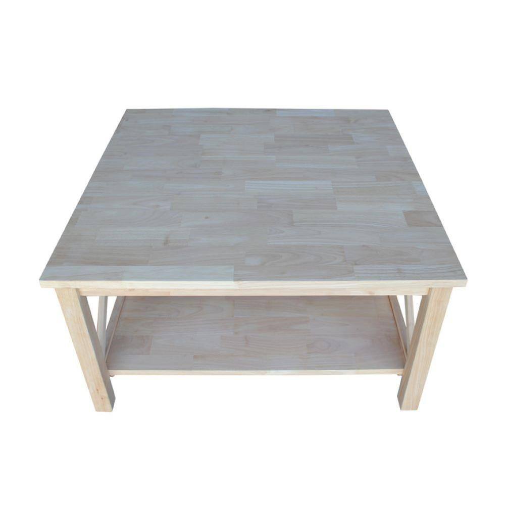 Hampton 41" Natural Wood Square Coffee Table with Storage