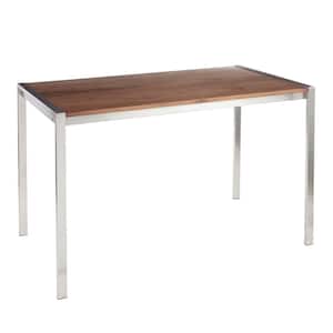 Fuji Stainless Steel Dining Table with Walnut Wood Top