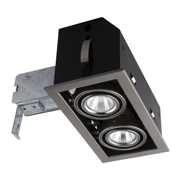 BAZZ Double Cube 9 in. Brushed Steel Recessed Halogen Kit