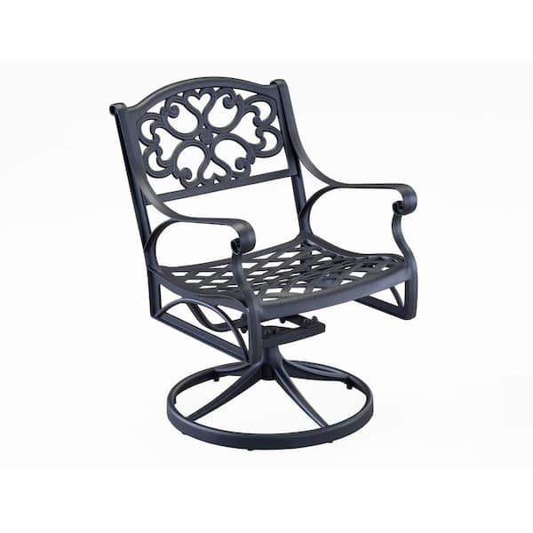 HOMESTYLES Biscayne Black Swivel Patio Dining Chair