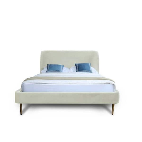 Manhattan Comfort Heather 43.5 in. W Taupe with Gold Legs Velvet Hardwood  Frame Twin Platform Bed BD003-TW-TP - The Home Depot