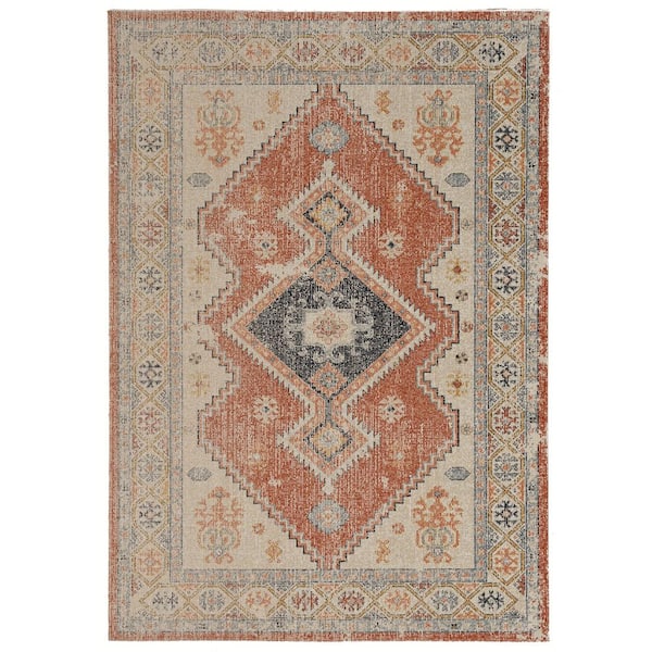 Linon Home Decor Puissant Zero Lofton Ivory and Rust 8 ft. x 10 ft.