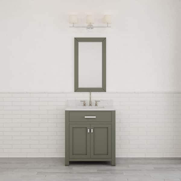 Madison 30 in. W x 21.5 in. D x 34 in. H Single Sink Bath Vanity in Glacial Green with Carrara White Marble Top