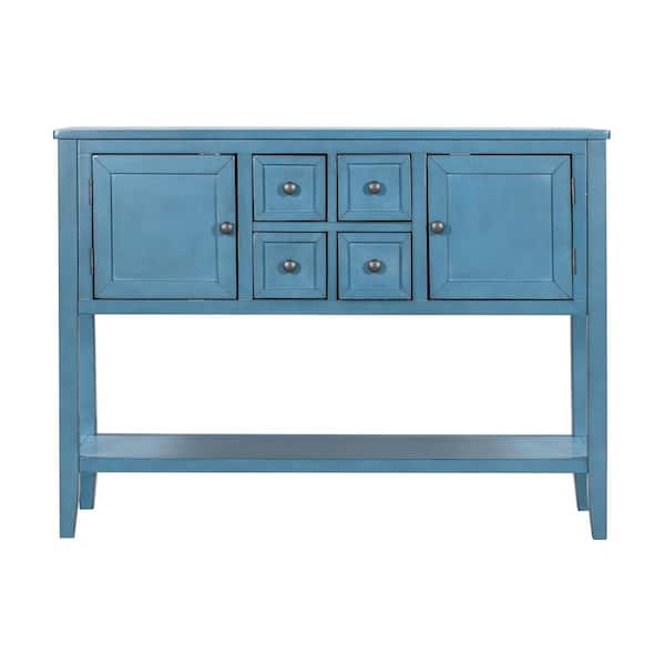 Unbranded 46 in. Dark Blue TREXM Cambridge Series Buffet Sideboard Console Table with Bottom Shelf