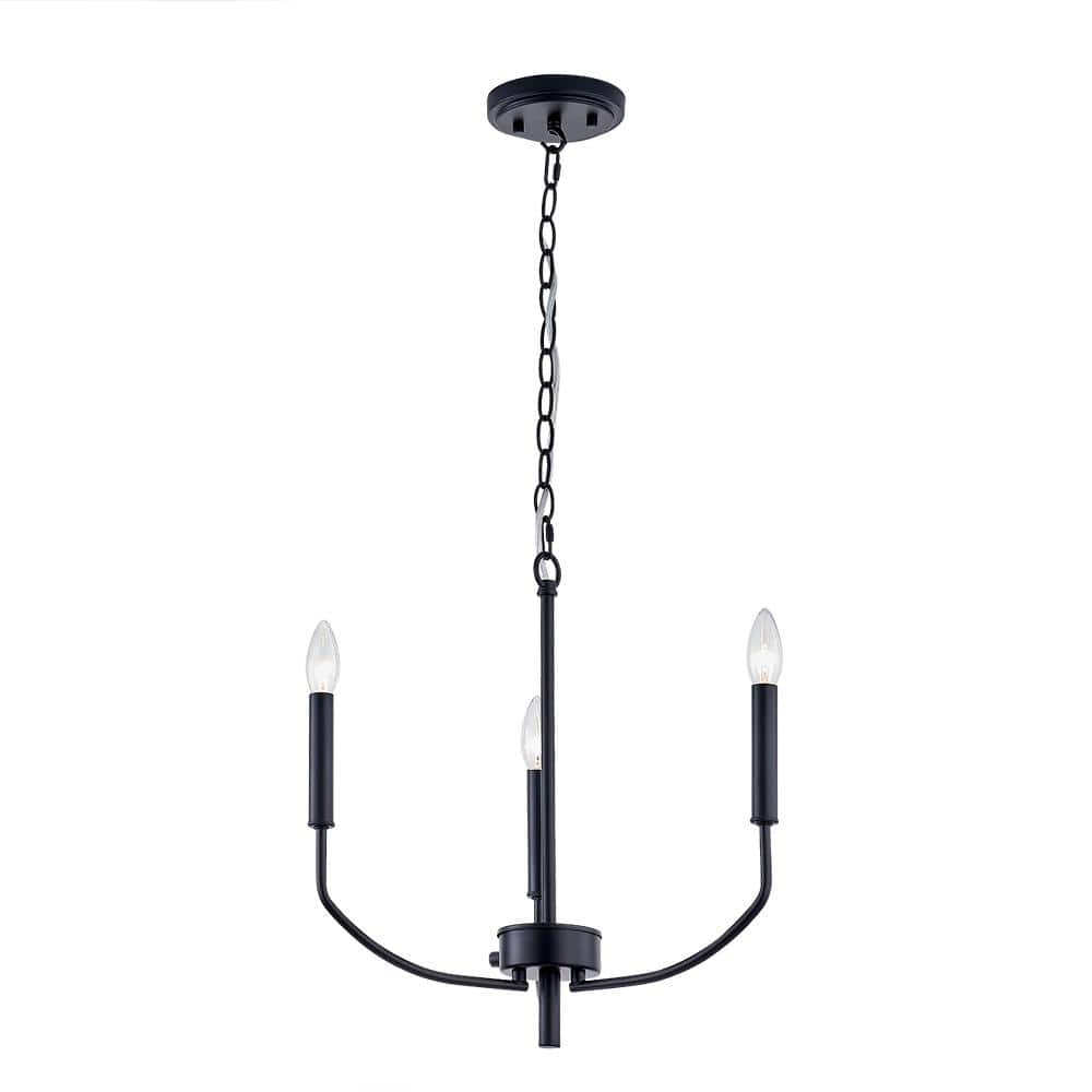 Athens Three Lights Chandelier Matte Black Finish