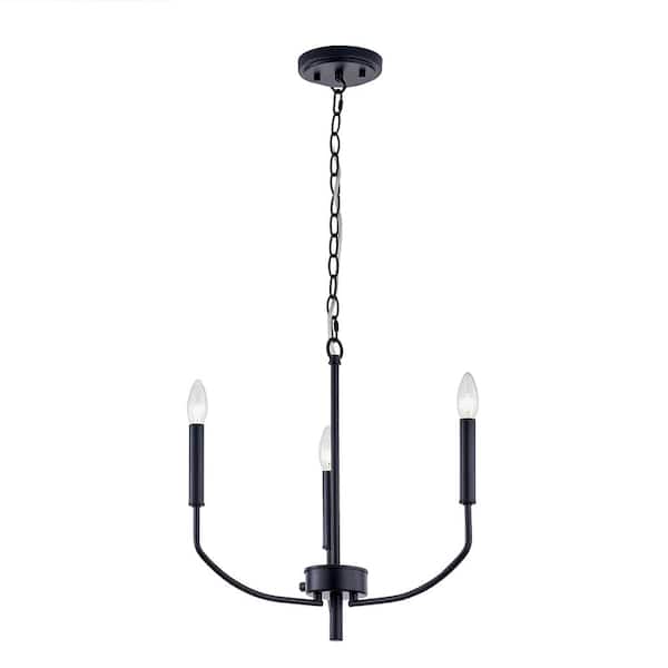 3 Light Matte Black Finish Chandelier