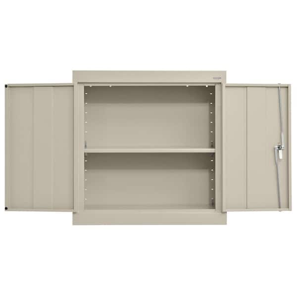 22-Gauge Steel 2-Shelf Wall Mounted Garage Storage Cabinet in Putty (30 in. W x 26 in. H x 12 in. D)