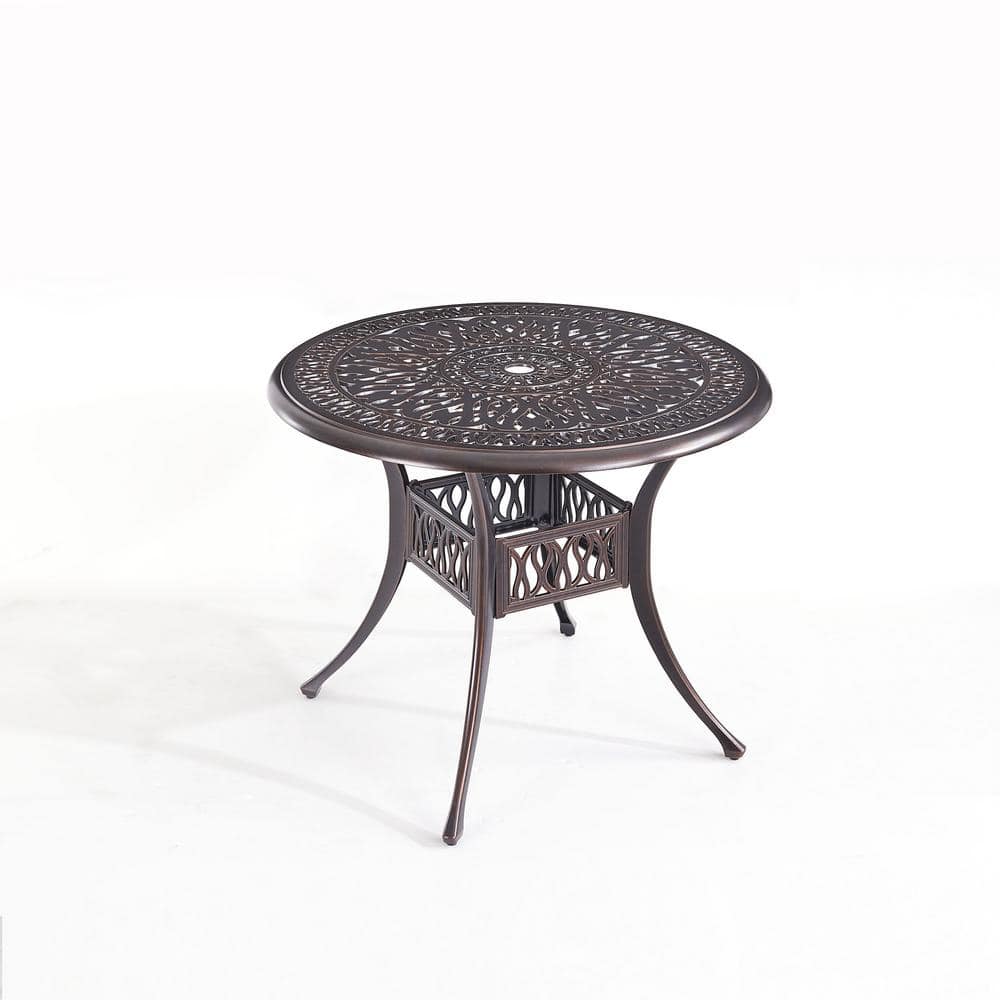 TIRAMISUBEST 35.43 in. x 28.74 in. Round Cast Aluminum Outdoor Coffee