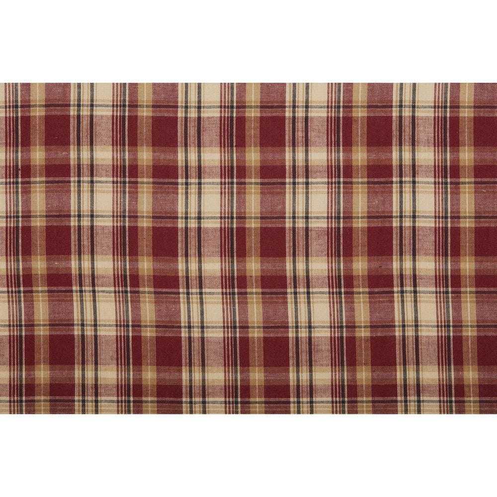 Rust Red and Khaki Plaid Cotton Rod Pocket Valance