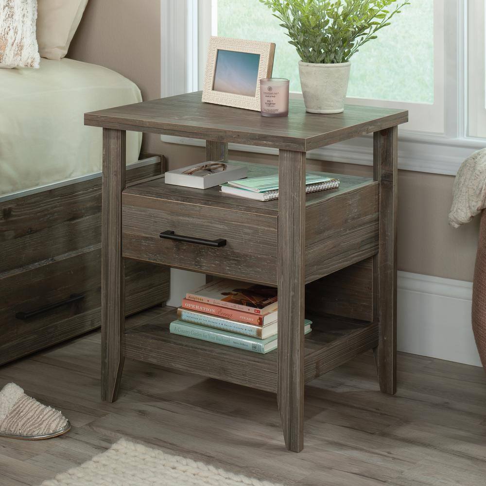 Summit Station Glacier Oak Nightstand with Open Shelves
