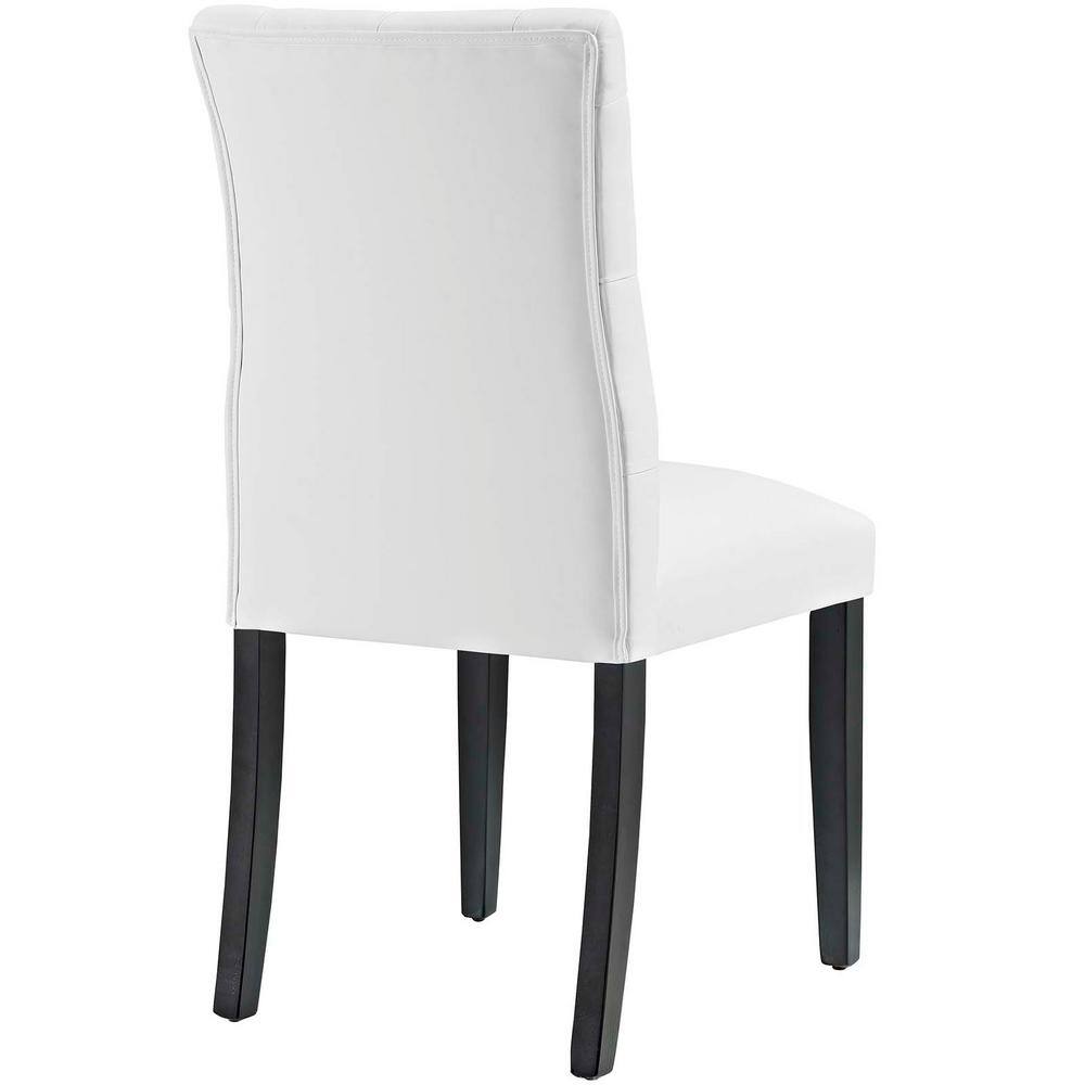 White Faux Leather Tufted Parsons Dining Chair