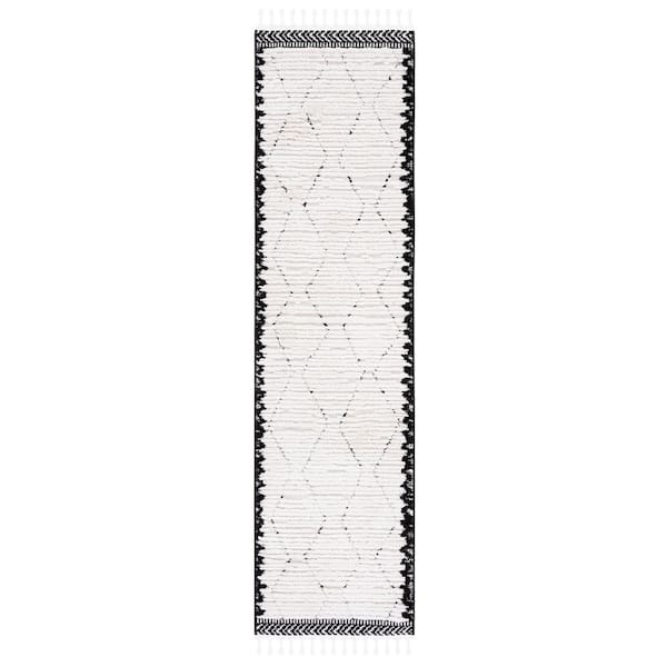Marrakesh 2 ft. x 8 ft. Ivory/Anthracite Chevron High-Low Runner Rug