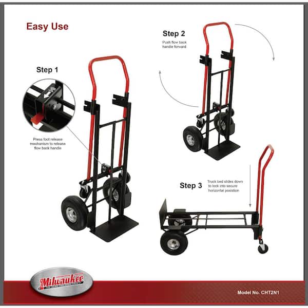 Milwaukee 1,000 lbs. Capacity 4-in-1 Hand Truck 60137 - The Home Depot