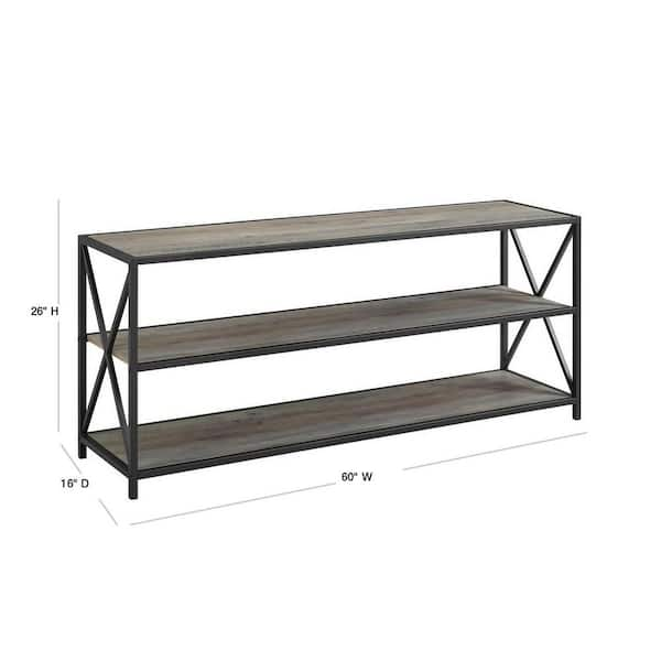 FABULAXE Industrial 42.5 in. Brown Wood and Metal 3-Shelf Etagere Bookcase  Open Storage Free Standing Bookshelf QI003995.M - The Home Depot