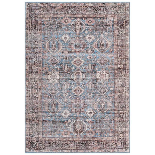 Everwash Callaghan Eve Blue 4 ft. x 6 ft. Medallion Machine Washable Area Rug