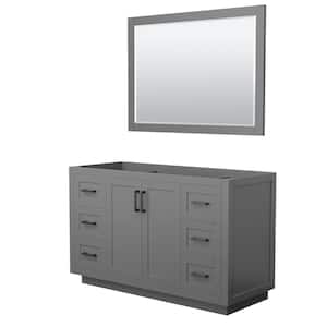 Miranda 53.25 in. W x 21.75 in. D x 33 in. H Single Sink Bath Vanity Cabinet without Top in Dark Gray with 46 in. Mirror