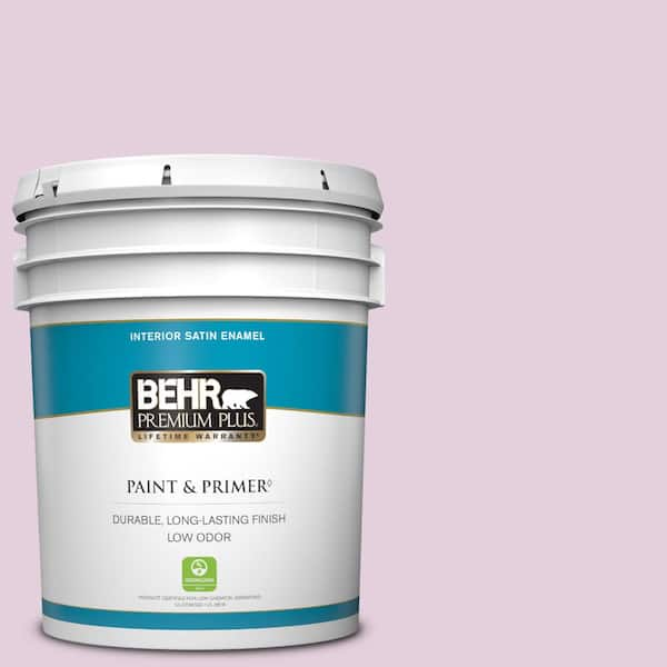 BEHR PREMIUM PLUS 5 gal. #680C-3 Rose Glow Satin Enamel Low Odor Interior Paint & Primer