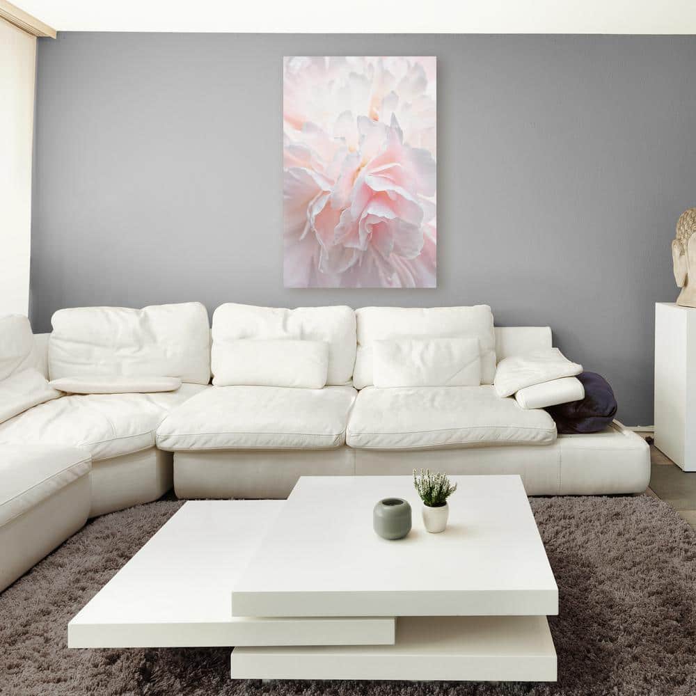 Large Pale Pink Peony Petals Abstract Canvas Art