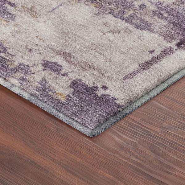 Mayfield Premium Machine Washable Abstract AMF2362 Plum 2 ft. x 7 ft. Runner Rug