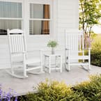 POLYWOOD Grant Park 3-Piece White Plastic Outdoor Rocking Chair