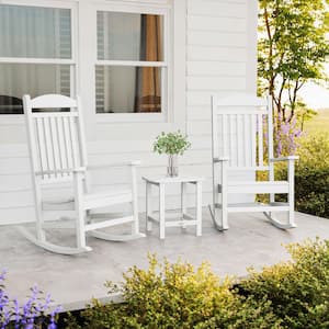 DIESEL Rock Chair ホワイト 2脚セット POLYWOOD Grant Park 3-Piece Sand Plastic Outdoor Rocking Chair Set