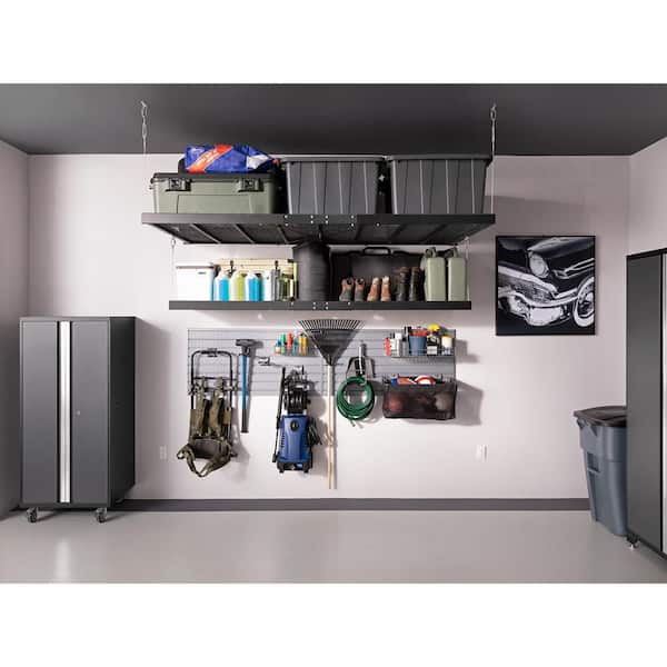 NewAge Products - Pro Series 2 ft. x 8 ft. Steel Garage Wall Shelving in Black (2-Pack)