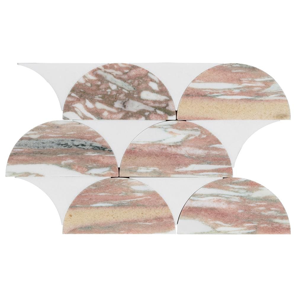 Halfmoon Rosa 3.98 in. x 0.39 in. Polished Marble Floor and Wall Mosaic Tile Sample price history on PriceWatchPro