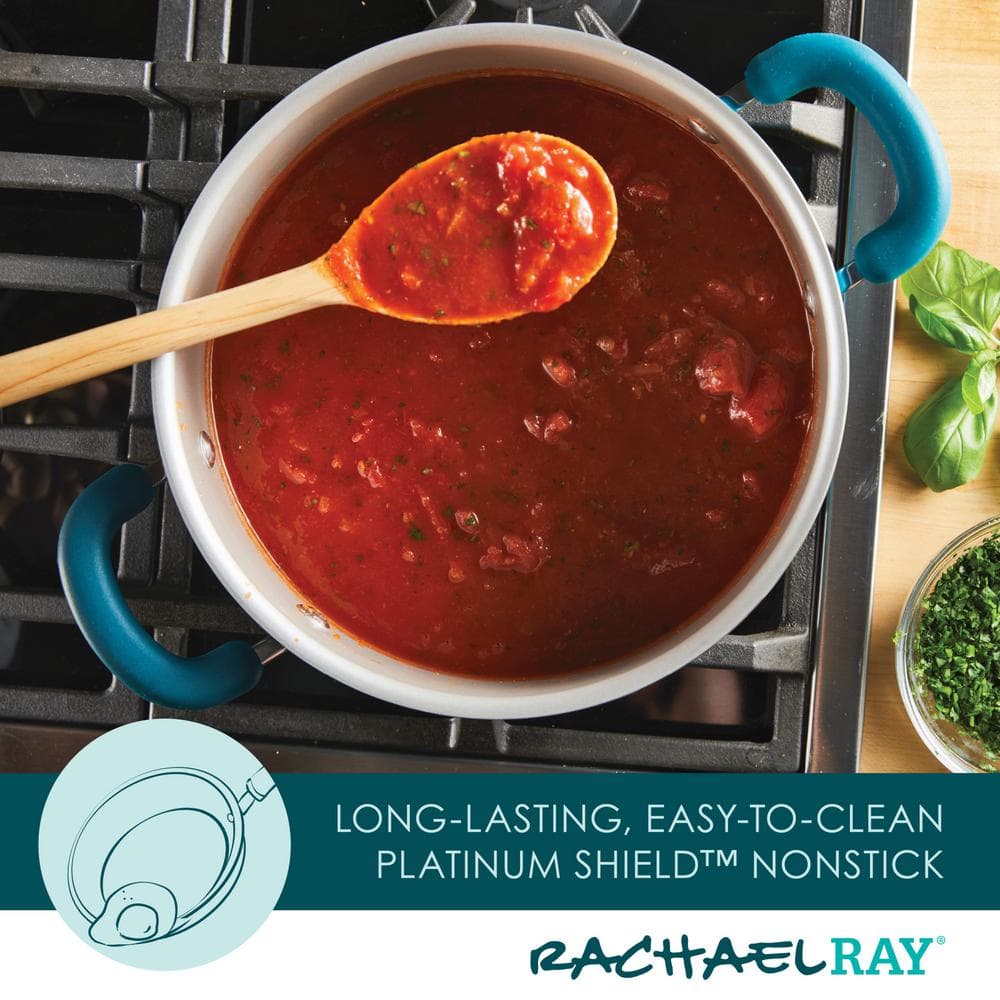Teal Shimmer Aluminum Nonstick 6-Quart Stockpot with Lid