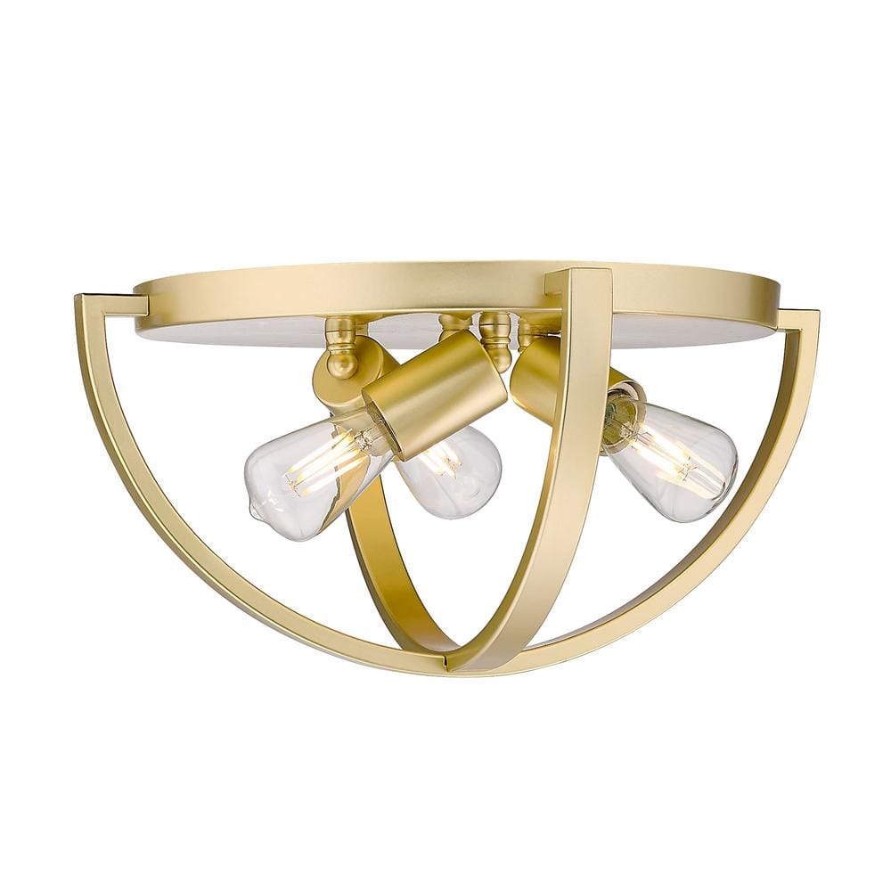 Olympic Gold 14" Steel Flush Mount Light Fixture