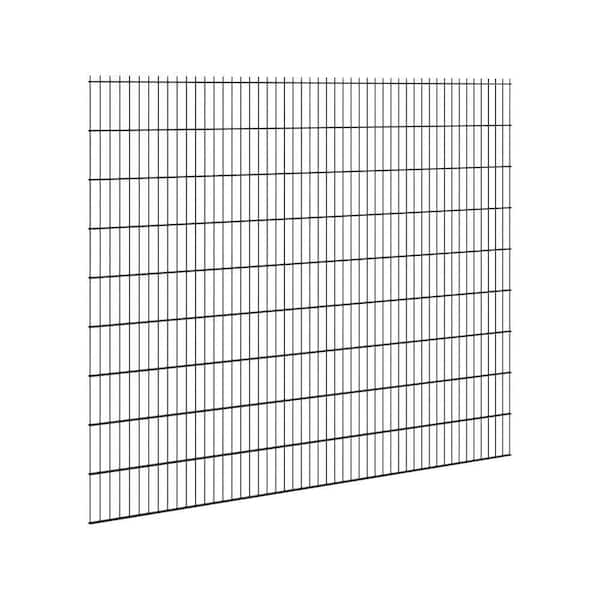 6 ft. x 8 ft. Flat Top Metal Spaced Bar Double-Wire Heavy Duty Residential Welded Steel Fence Panel